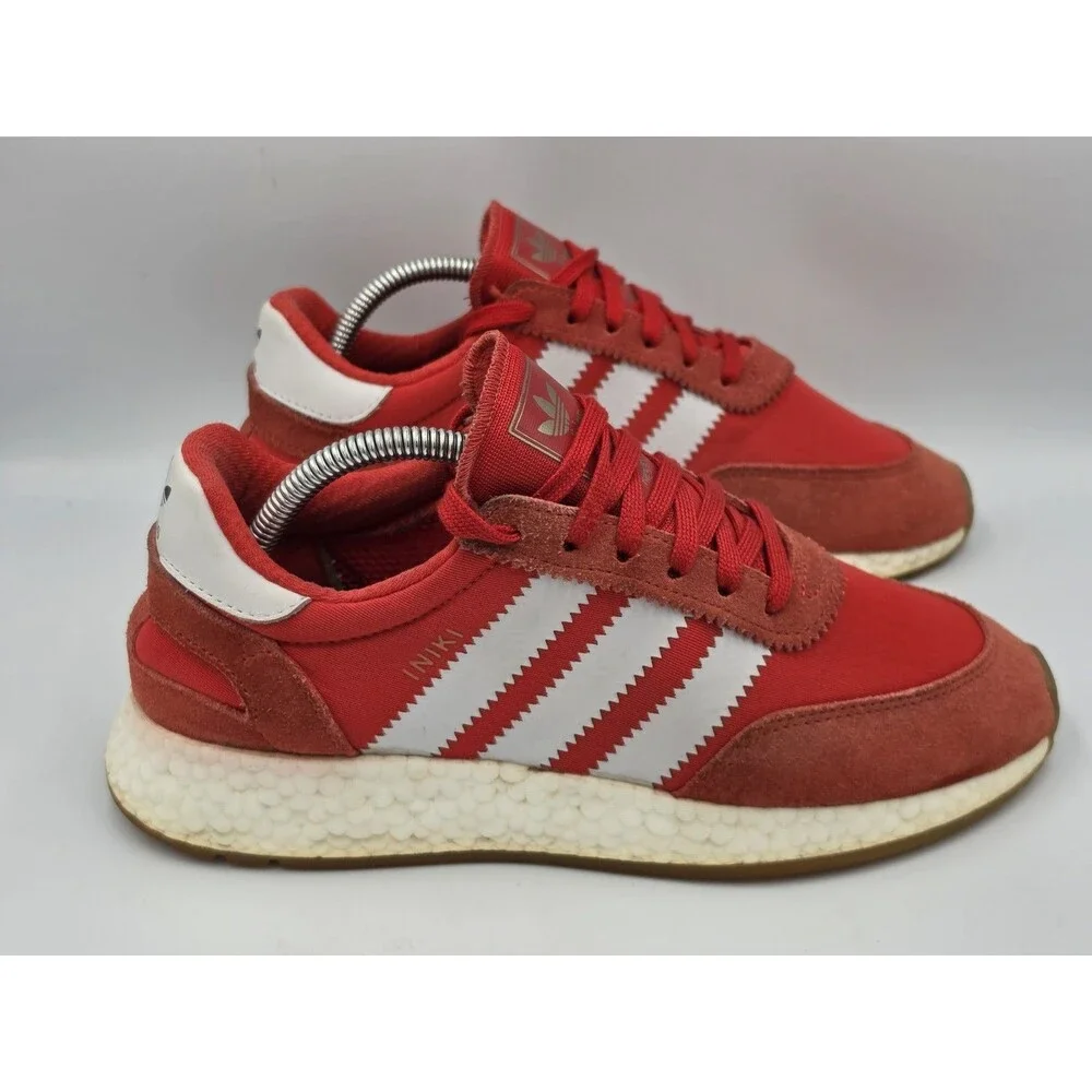 Adidas Mens Iniki Runner Shoes Red White Gum Size 8 BB2091 Casual Preppy